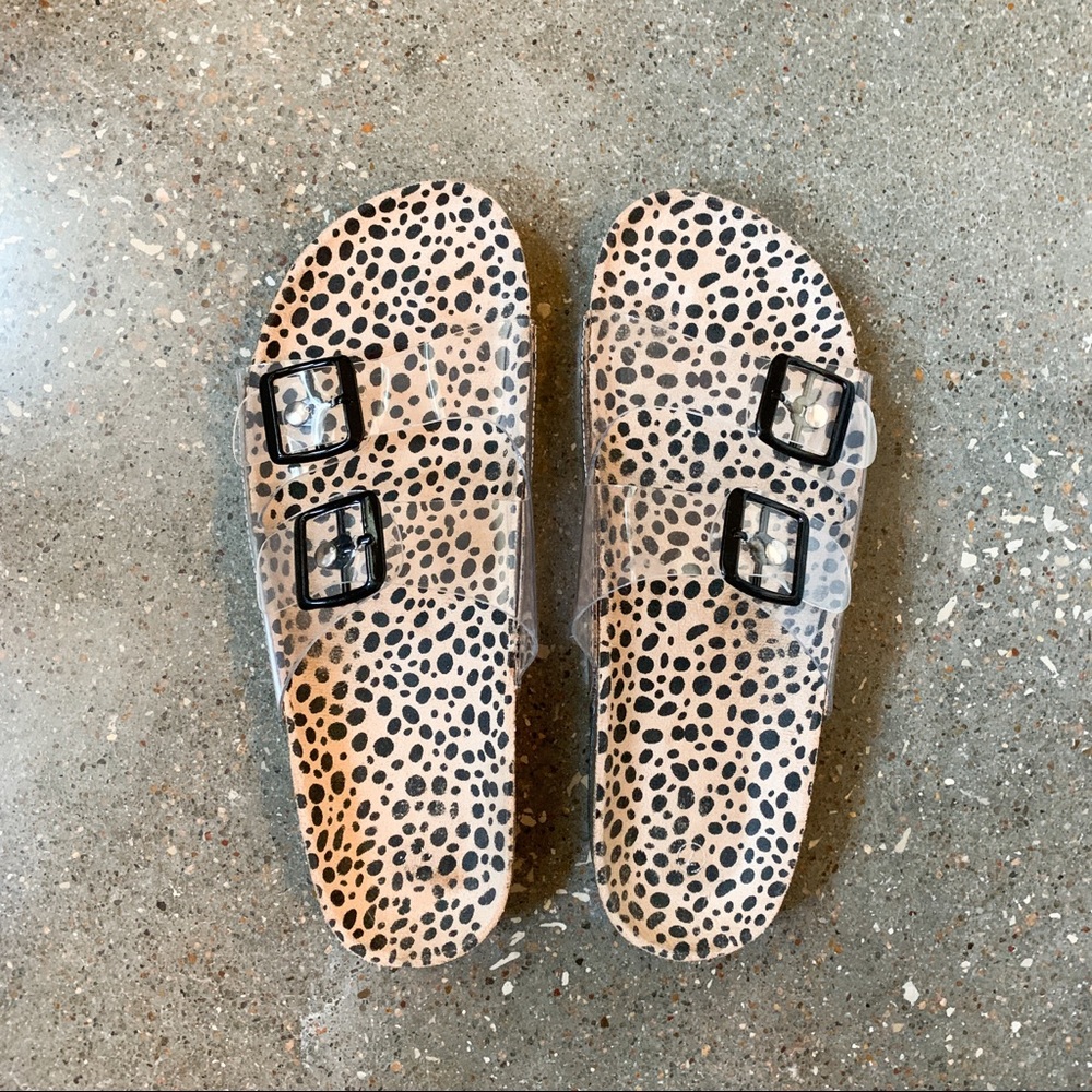 Leopard sole + Clear strap sandals
